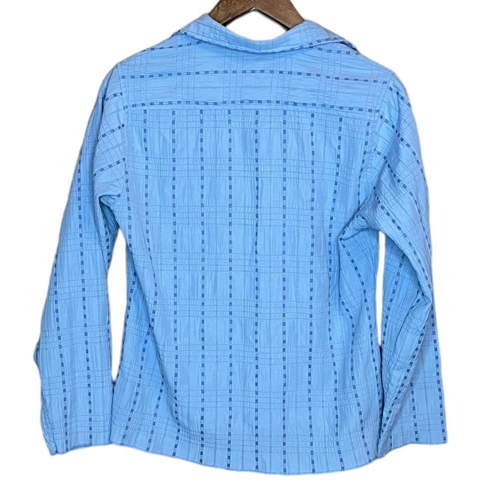 Woolrich Blue Button Textured Print Western Down … - image 2